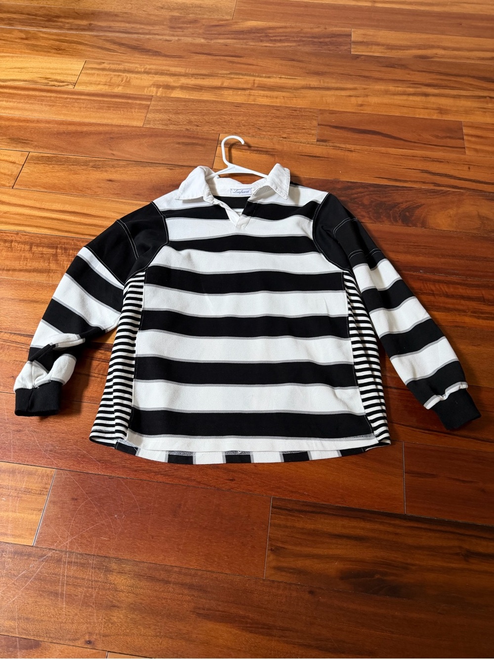Striped Black & White Rugby Shirt - Kids